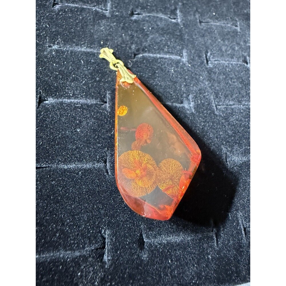 Vintage Baltic Amber Necklace Pendant 8K Gold (333) - Large